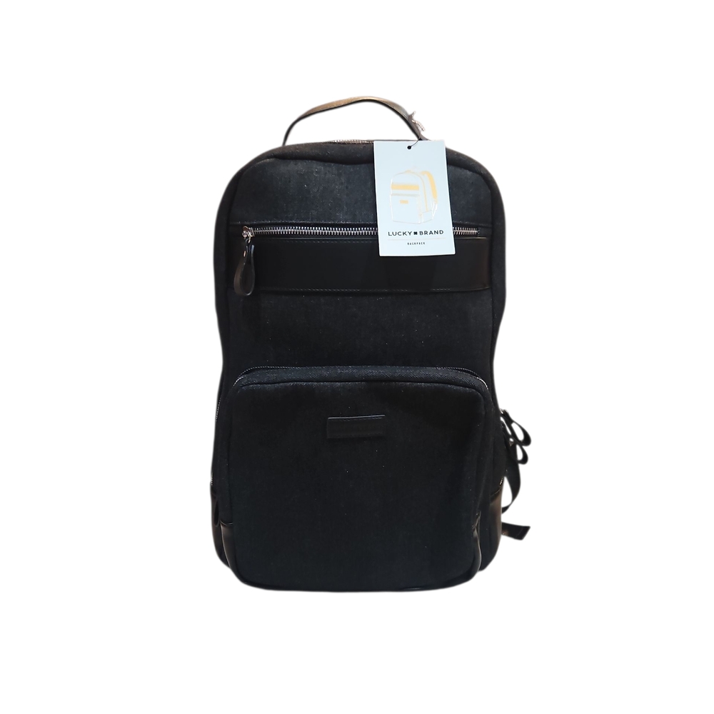 Lucky Brand Denim Sports Stylish Black Backpack Unisex Authentic - Picture 3 of 14